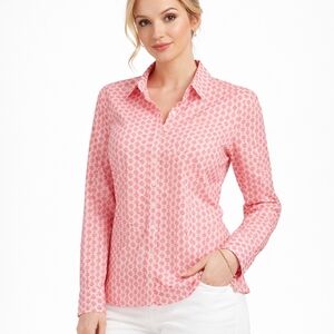 Charter Club Women’s Pink Floral Button-Up Shirt Size 14W | 100% Cotton